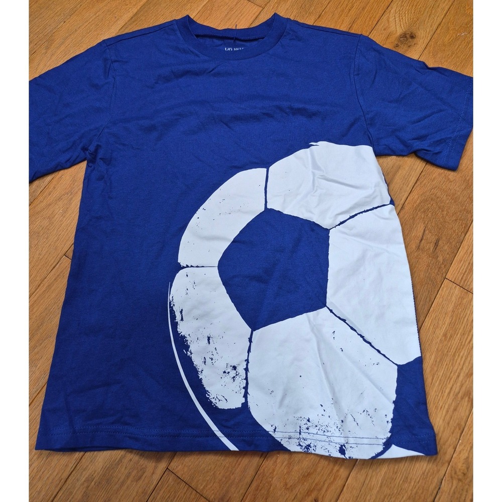 The Childrens Place Boys Blue Soccer Ball Graphic Tee Shirt Size L 10/12